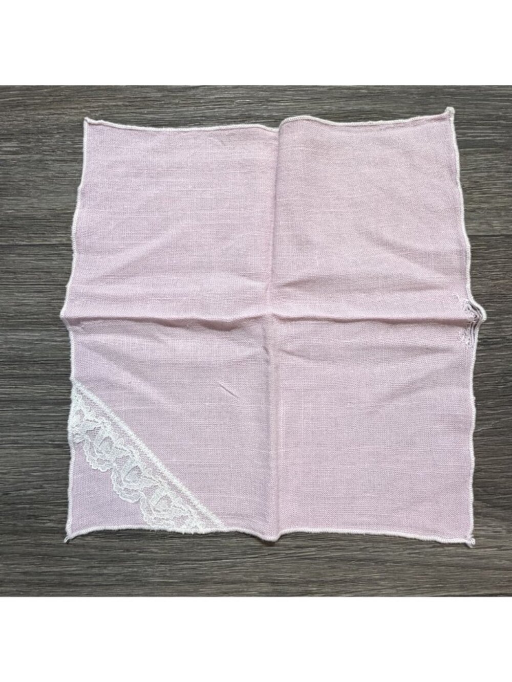 Set 4 Pink Linen Napkins With White Lace Trim Elegant Tea Party Cottagecore - Picture 10 of 13